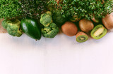 set of green vegetables