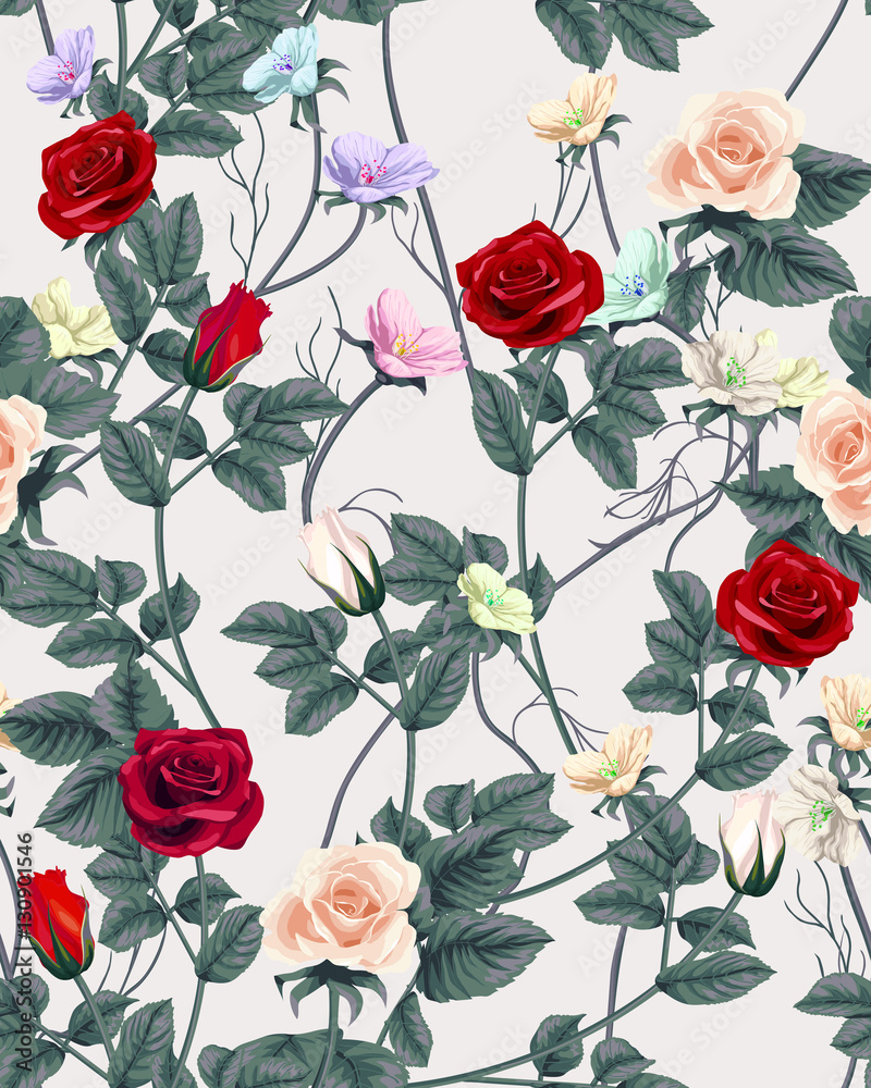 Classic wallpaper seamless vintage flower pattern