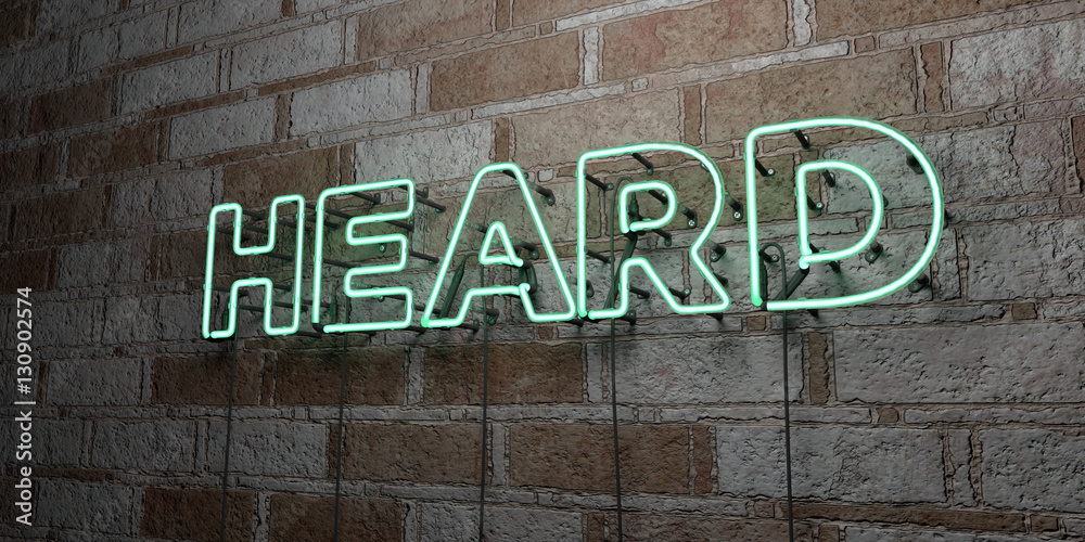 Obraz premium HEARD - Glowing Neon Sign on stonework wall - 3D rendered royalty free stock illustration. Can be used for online banner ads and direct mailers..