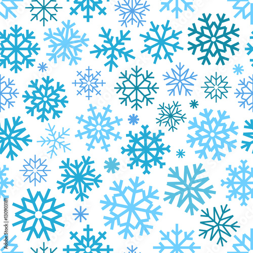 Different vector snowflakes seamless patter. Vector ice crystal