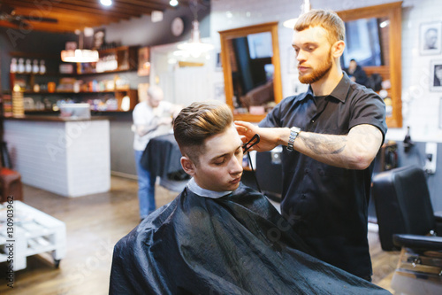 Man at the hairdresser.