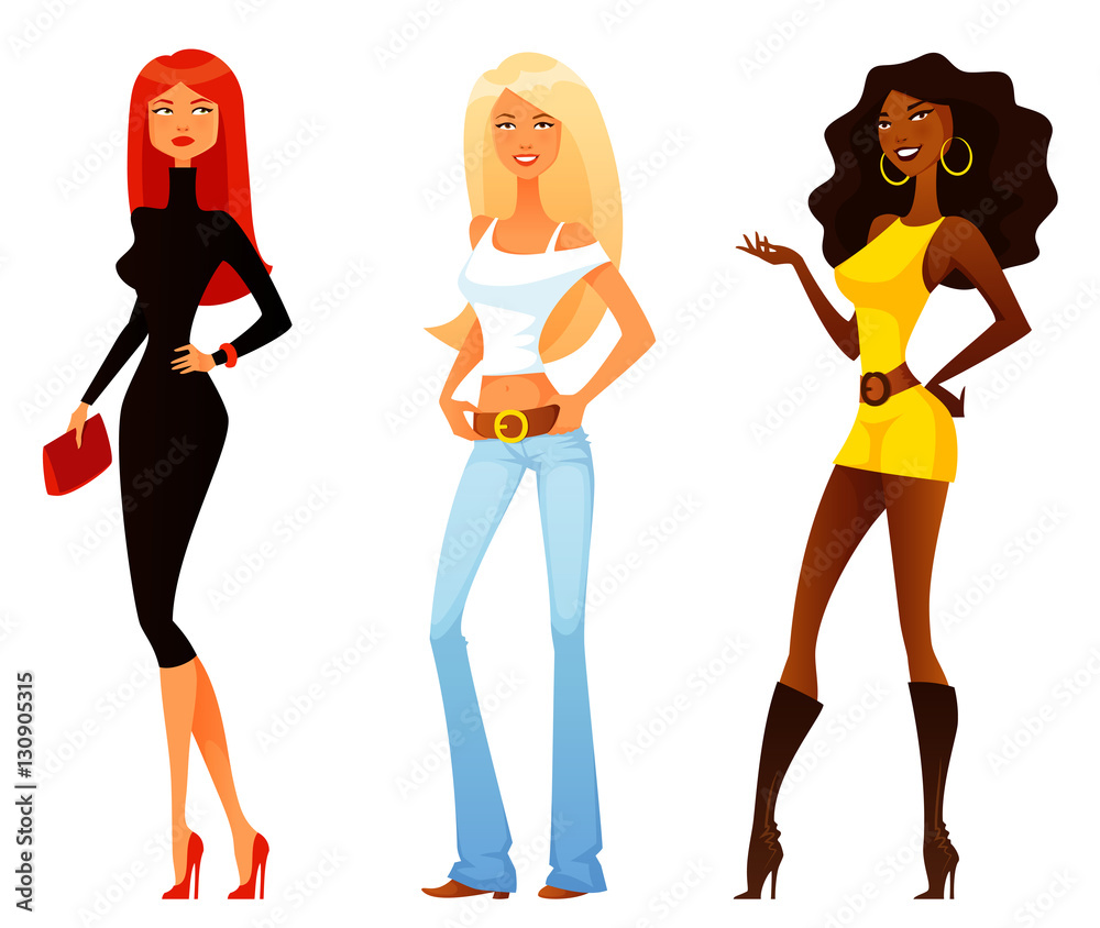 funny cartoon girls with various fashion style and personality funny cartoon girls with various fashion style and personality