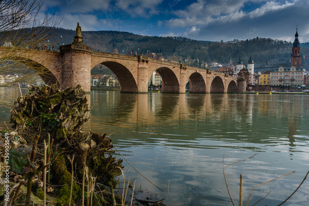Heidelberg Bridge in German spring time