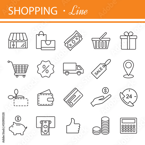 E-commerce. Outline web icons set.