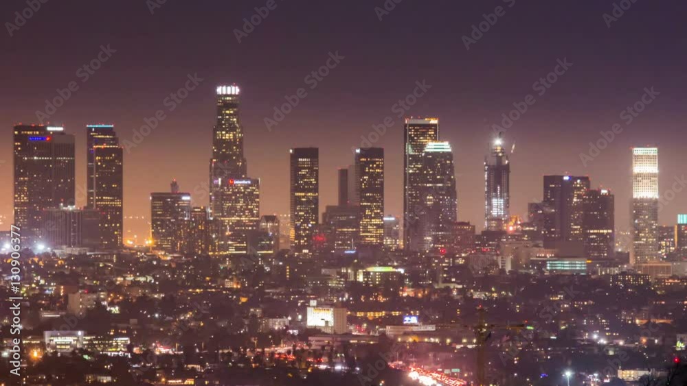 Time Lapse - Los Angeles Downtown at night Time Lapse - Los Angeles Downtown at night