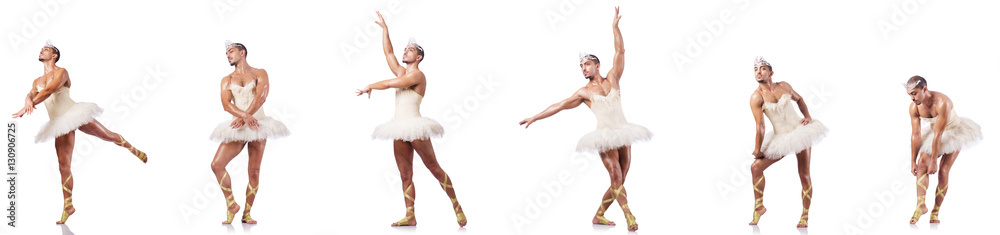 Man in ballet tutu isolated on white Man in ballet tutu isolated on white