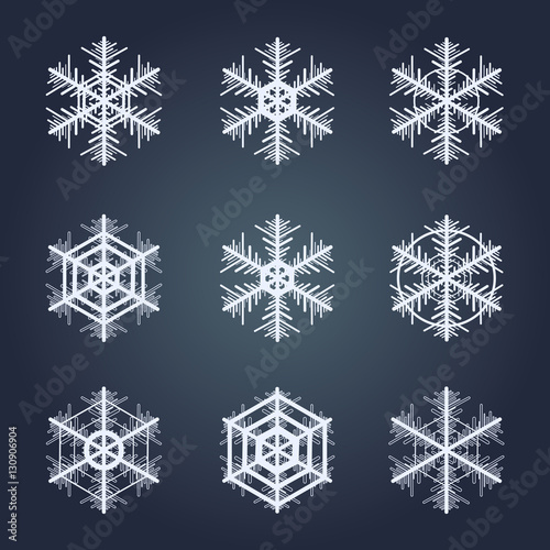 Collection of snowflakes. Winter decorative element.