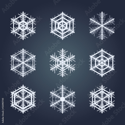 Collection of snowflakes. Winter decorative element.