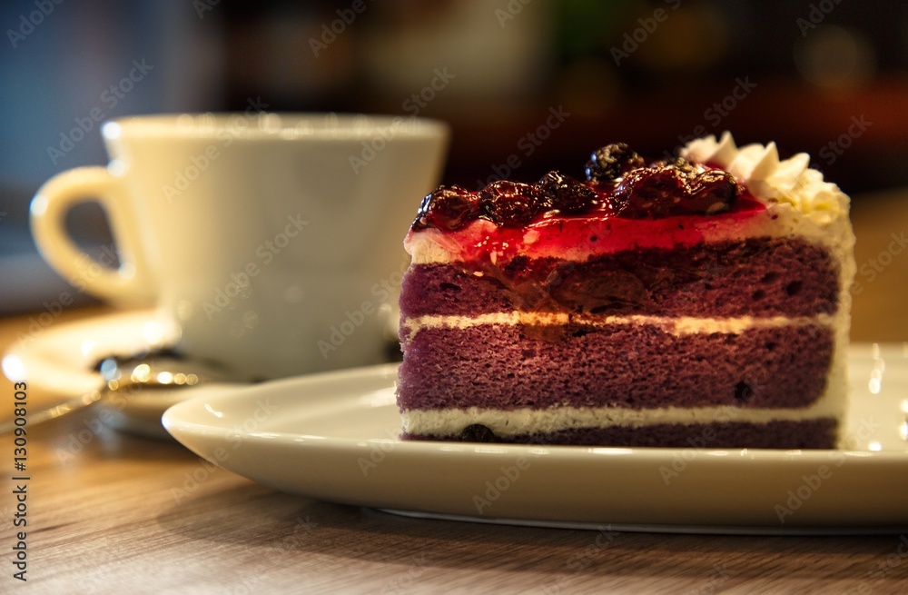 Cup of latte coffee with cake. Cup of latte coffee with cake.
