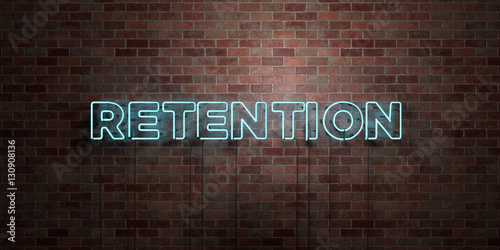 RETENTION - fluorescent Neon tube Sign on brickwork - Front view - 3D rendered royalty free stock picture. Can be used for online banner ads and direct mailers.. photo