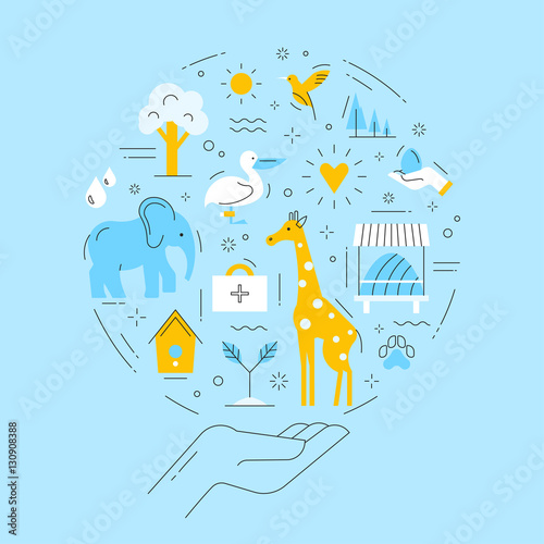 Vector infographic of conservation wild animals and environment.
