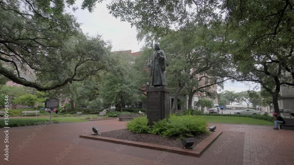Statue of John Wesley (1703- 1791 foundet methodism), Savannah, Georgia, United States, USA, Sep 2016. Statue of John Wesley (1703- 1791 foundet methodism), Savannah, Georgia, United States, USA, Sep 2016.