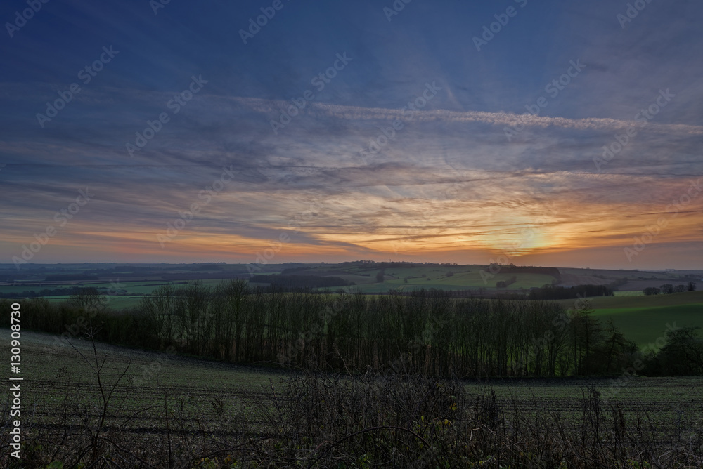 Winter Sunset in The Lincolnshire Wolds,UK