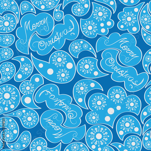 Snowflakes in abstract shapes. Snowflakes in abstract shapes. Seamless pattern in shades of blue. Design for tissues, napkins, wrapping paper, background for websites, 