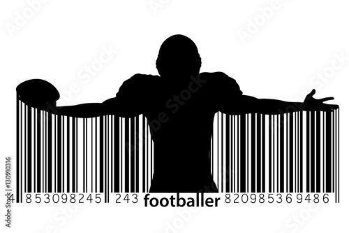 silhouette of a football player. Rugby. American footballer