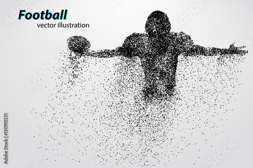 silhouette of a football player from particle. Rugby. American footballer
