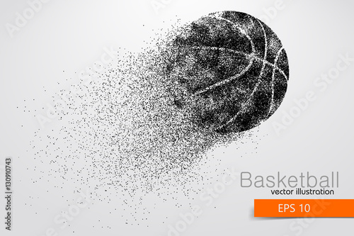 Silhouette of a basketball ball from particles.