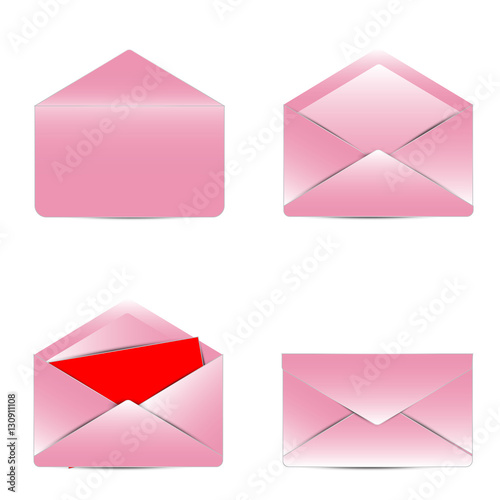 Letter. Set of of pink letter with empty paper
