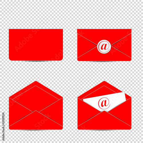 Letter. Set of of Red letter with email icon