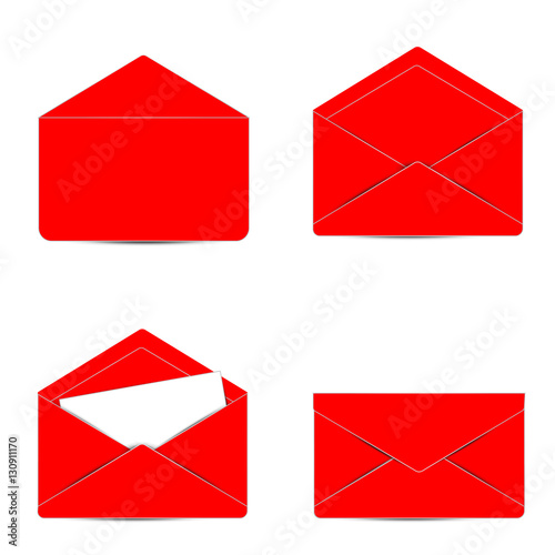 Letter. Set of of Red letter with empty pape