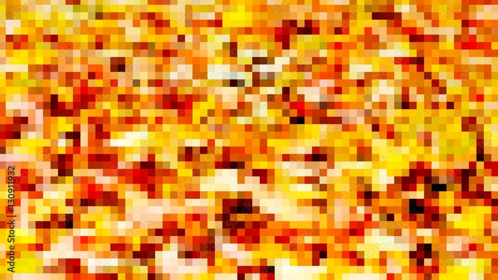 Abstract orange and yellow squares pixelated background.