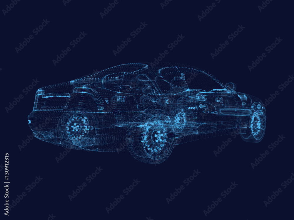 shining dots of Car 3d model.3D rendering. shining dots of Car 3d model.3D rendering.