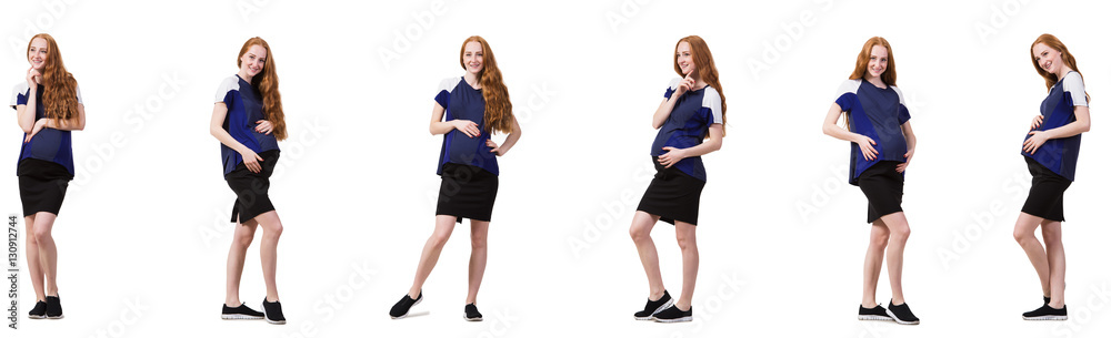 Pregnant woman in composite image isolated on white Pregnant woman in composite image isolated on white
