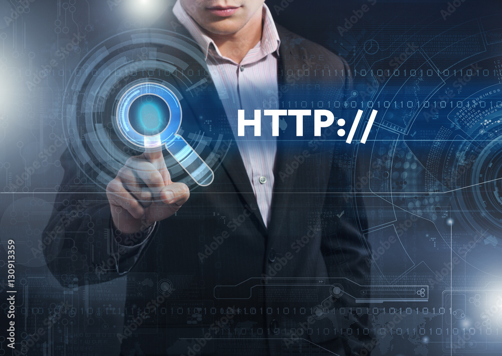Business, Technology, Internet and network concept. Business man