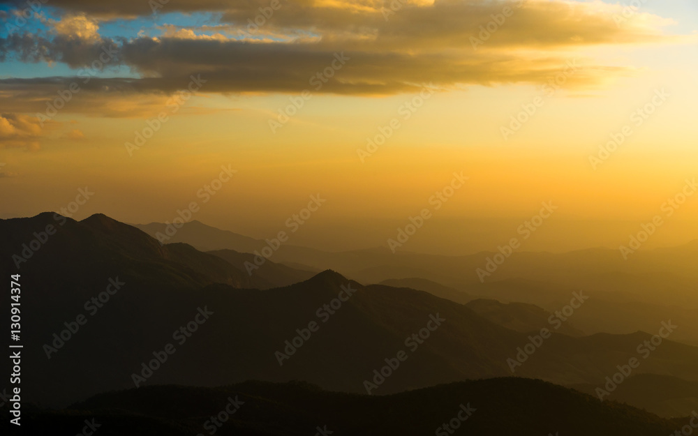 sunset in mountain