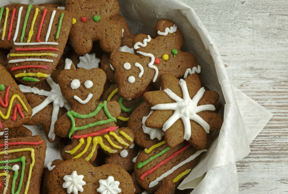 Homemade hand-decorated Christmas gingerbread