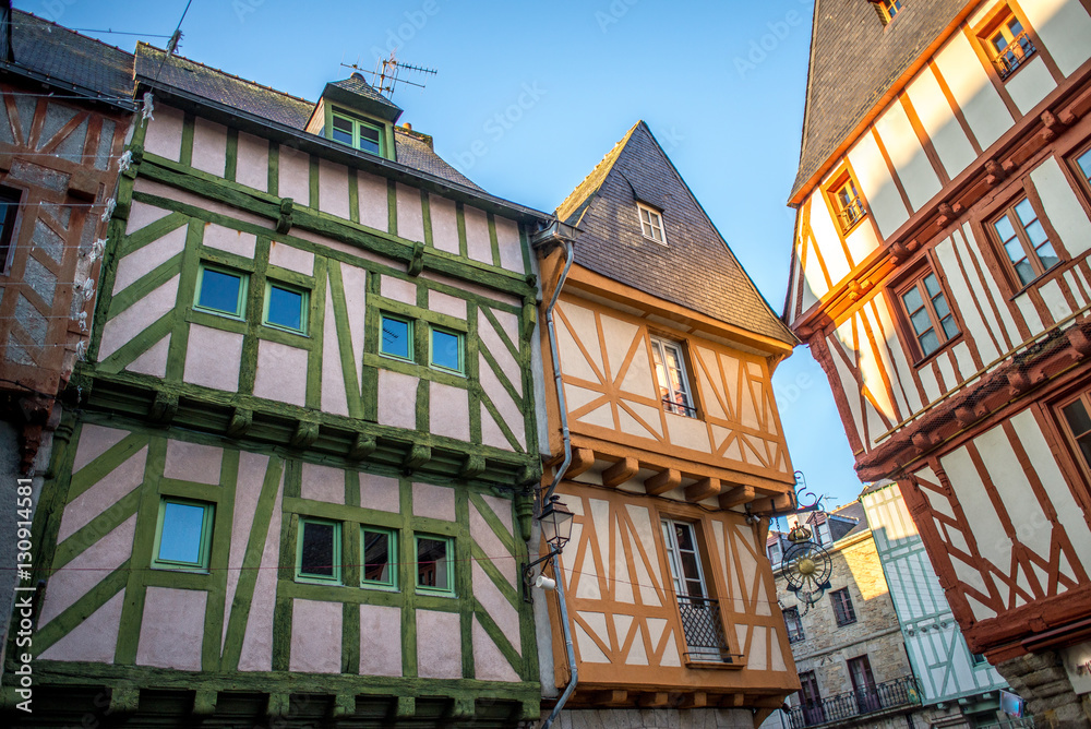 Obraz premium Vannes, Brittany, old half-timbered houses 