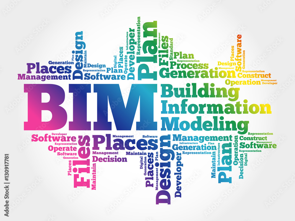 BIM - building information modeling word cloud, business concept BIM - building information modeling word cloud, business concept