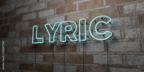 Принти на полотні LYRIC - Glowing Neon Sign on stonework wall - 3D rendered royalty free stock illustration