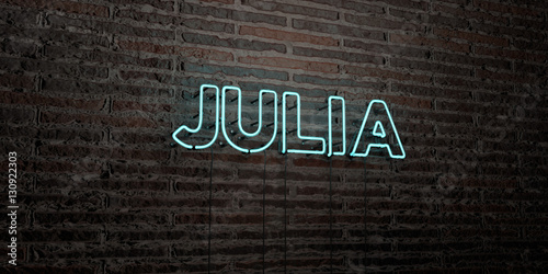 JULIA -Realistic Neon Sign on Brick Wall background - 3D rendered royalty free stock image. Can be used for online banner ads and direct mailers.. photo