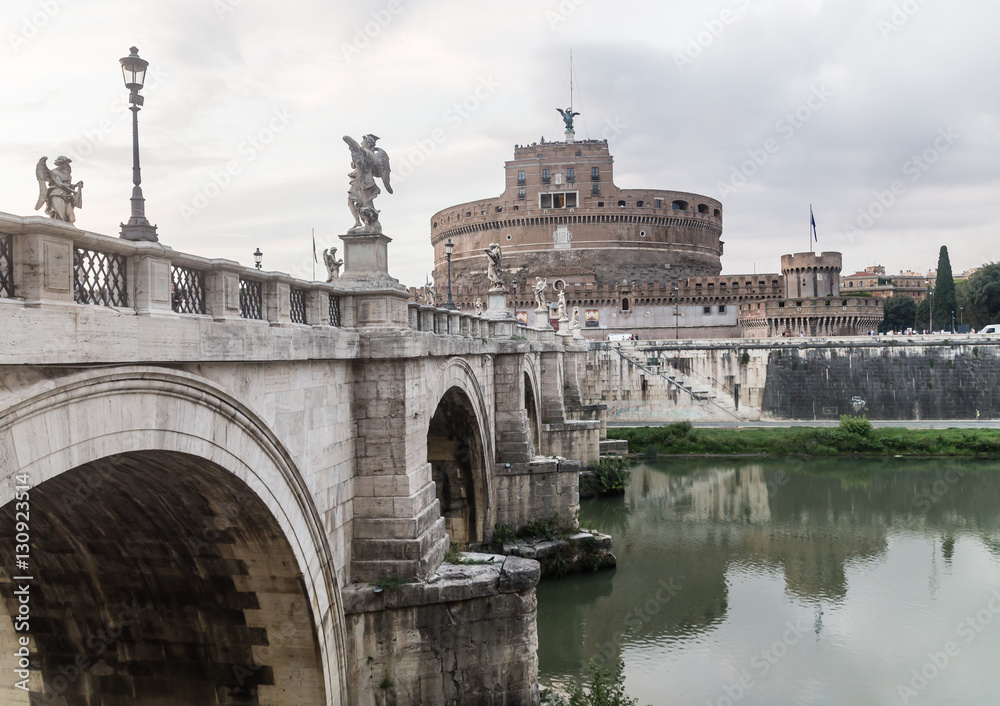 The castle and bridge Sant'Angelo, Rome, Italy