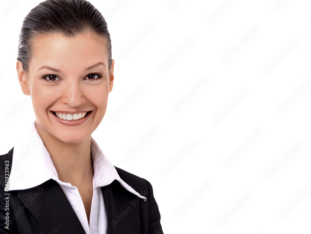Modern business woman in the office with copy space Modern business woman in the office with copy space