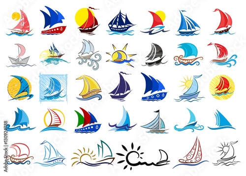 Logos ships and sailboats.