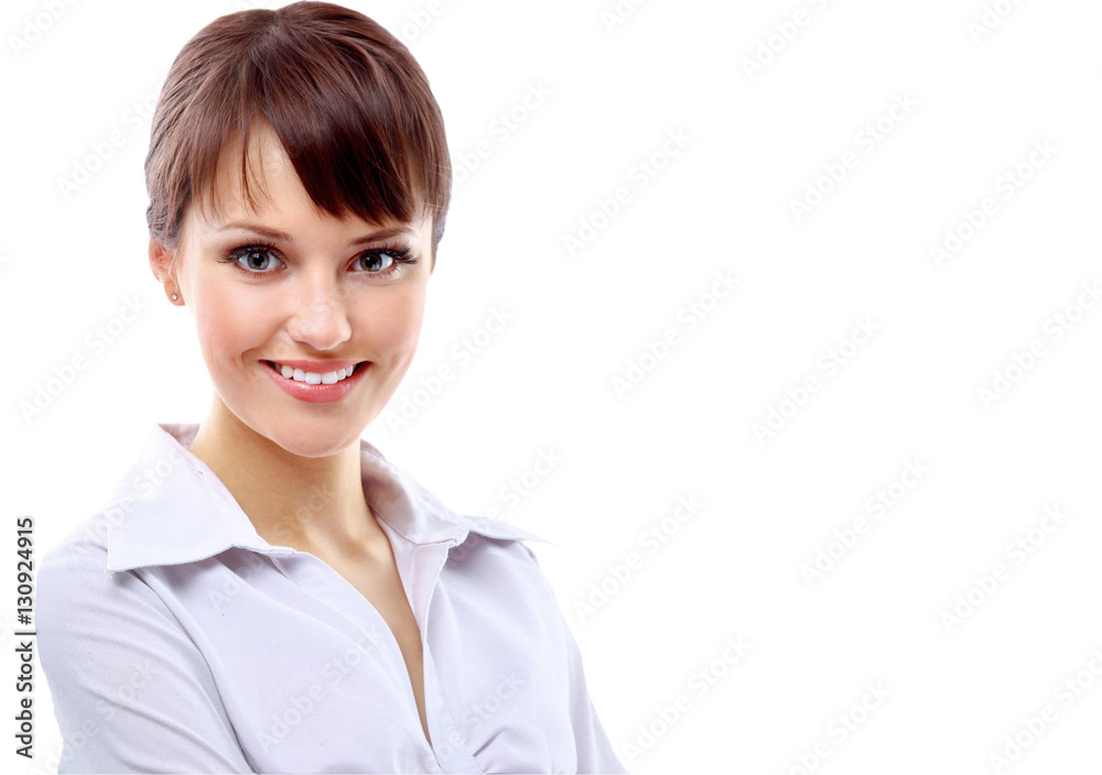 Modern business woman in the office with copy space Modern business woman in the office with copy space