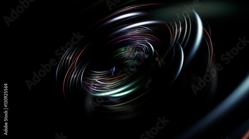 3d illustration of circular bright glow forms. Light circles.