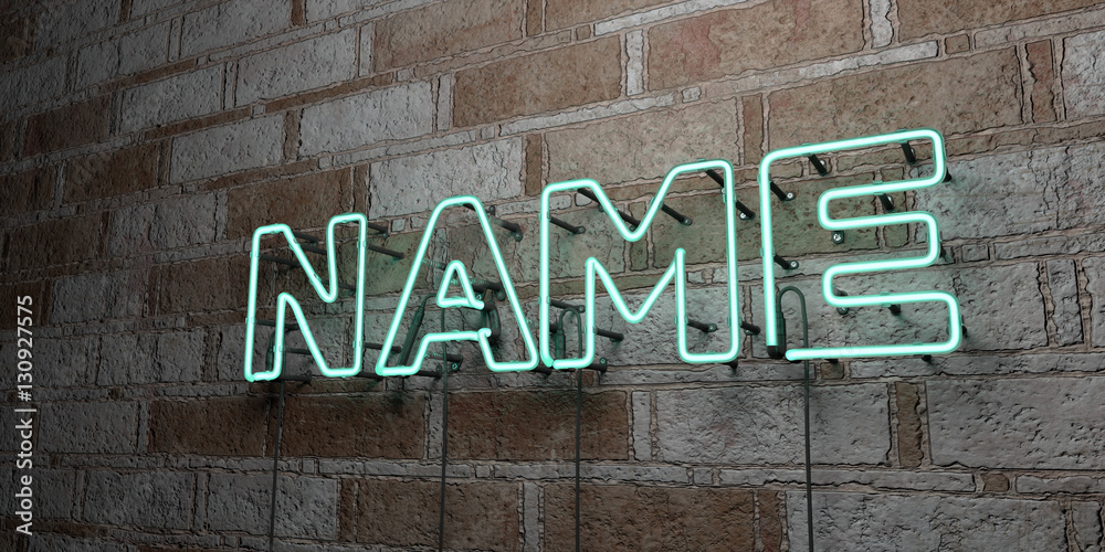 © Chris Titze Imaging - NAME - Glowing Neon Sign on stonework wall - 3D rendered royalty free stock illustration. Can be used for online banner ads and direct mailers.. © Chris Titze Imaging - NAME - Glowing Neon Sign on stonework wall - 3D rendered royalty free stock illustration. Can be used for online banner ads and direct mailers..
