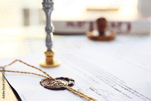 Obraz na płótnie Old notarial wax seal and stamp, closeup