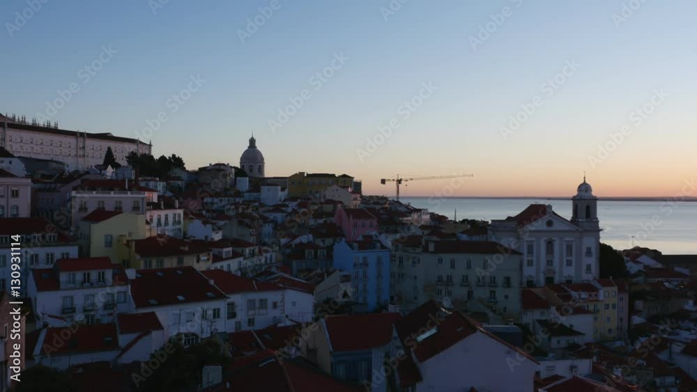 Portugal, Lisbon, Miradouro das Portas do Sol, View over Alfama Neighbourhood at sunrise.
Portugal, Lisbon, Miradouro das Portas do Sol, View over Alfama Neighbourhood at sunrise.