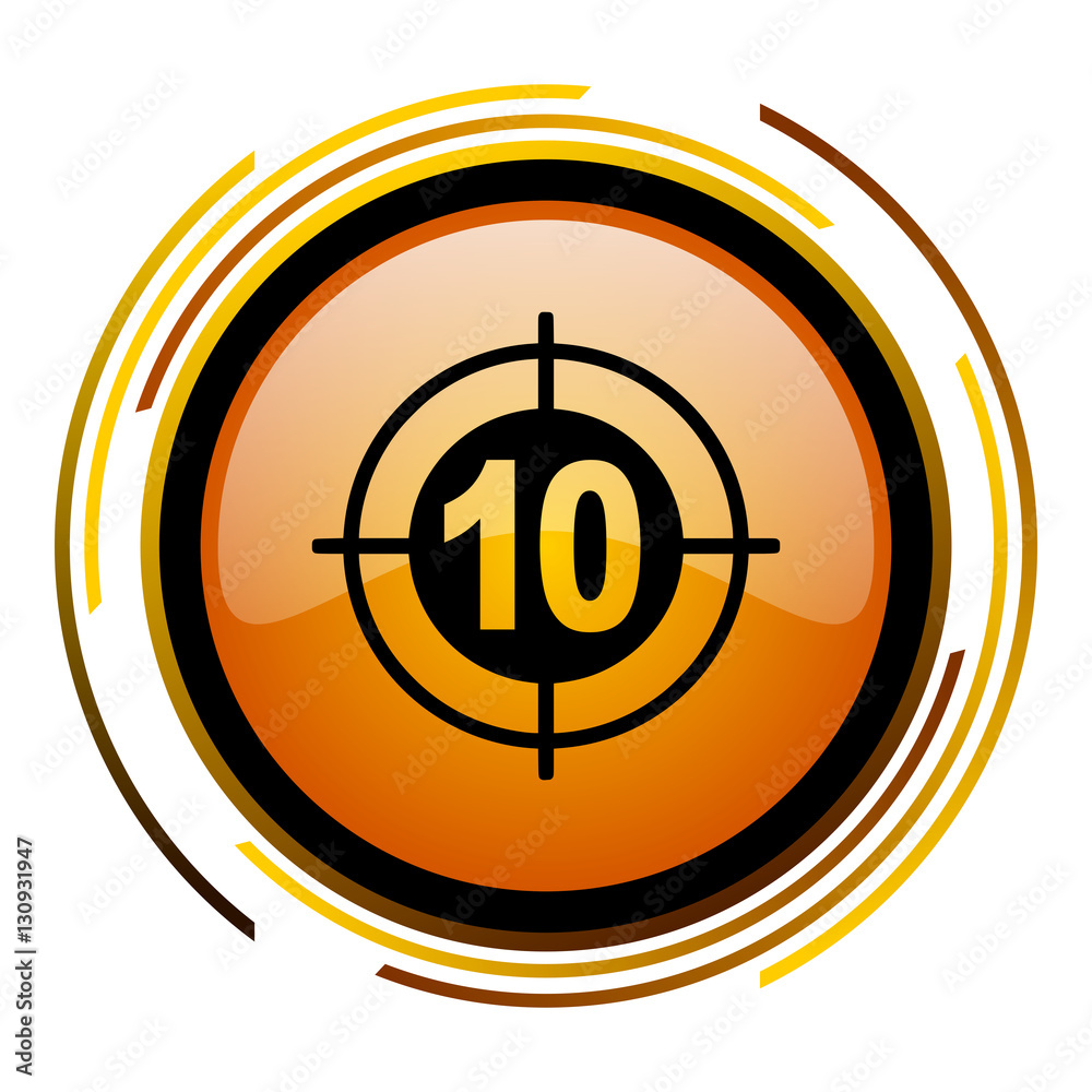 Target sign vector icon. Modern design round orange button isolated on white square background for web and application designers in eps10. Target sign vector icon. Modern design round orange button isolated on white square background for web and application designers in eps10.