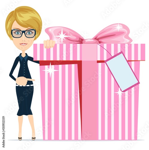 woman holding a big box gifts