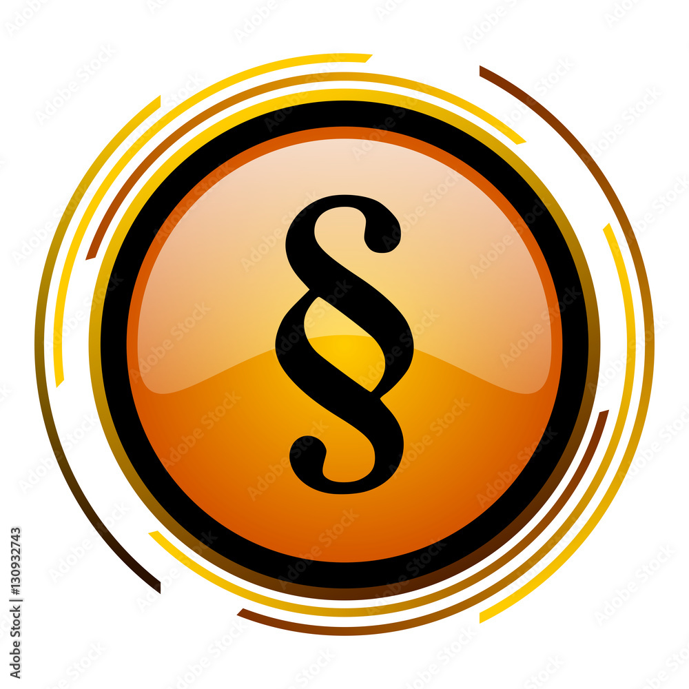 Law sign vector icon. Modern design round orange button isolated on white square background for web and application designers in eps10. Law sign vector icon. Modern design round orange button isolated on white square background for web and application designers in eps10.