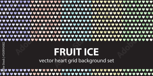 Heart pattern set "Fruit Ice". Vector seamless backgrounds