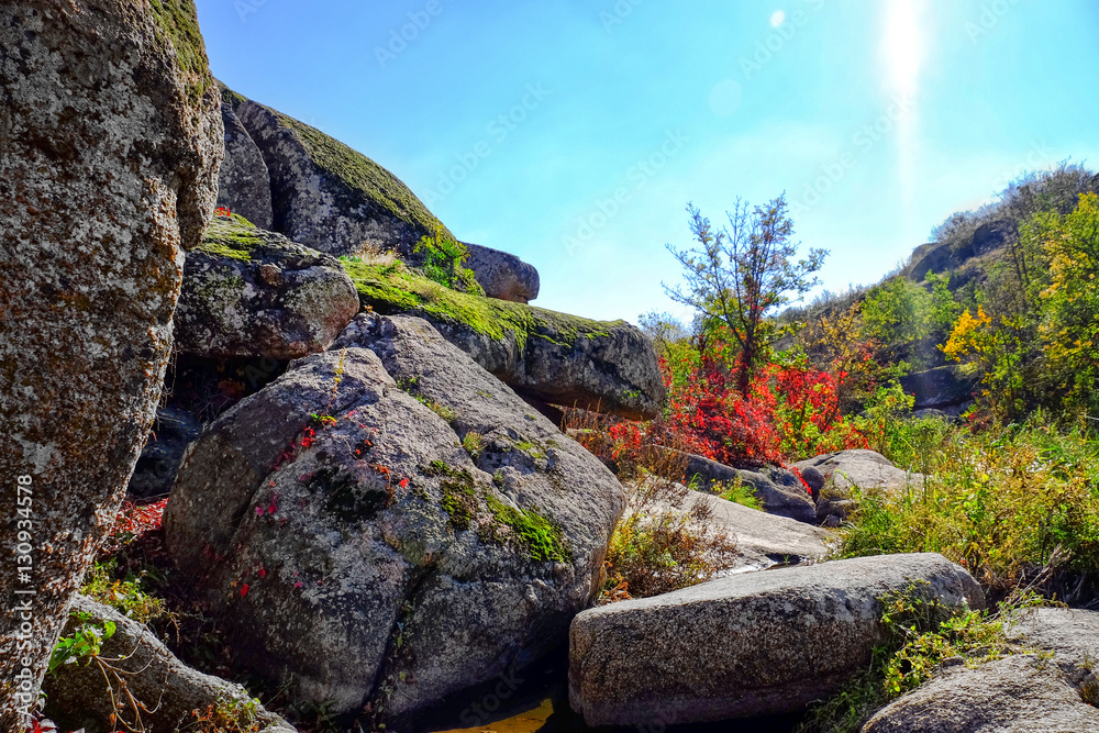 Beautiful landscape with stones and grass