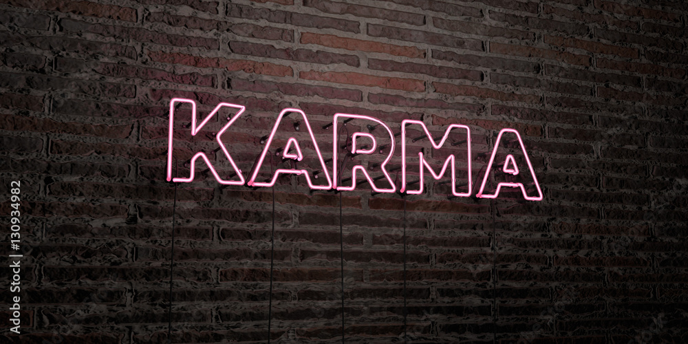 KARMA -Realistic Neon Sign on Brick Wall background - 3D rendered royalty  free stock image. Can be used for online banner ads and direct mailers..  Stock-Illustration | Adobe Stock
