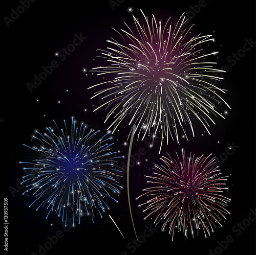 Vector fireworks - blue and red