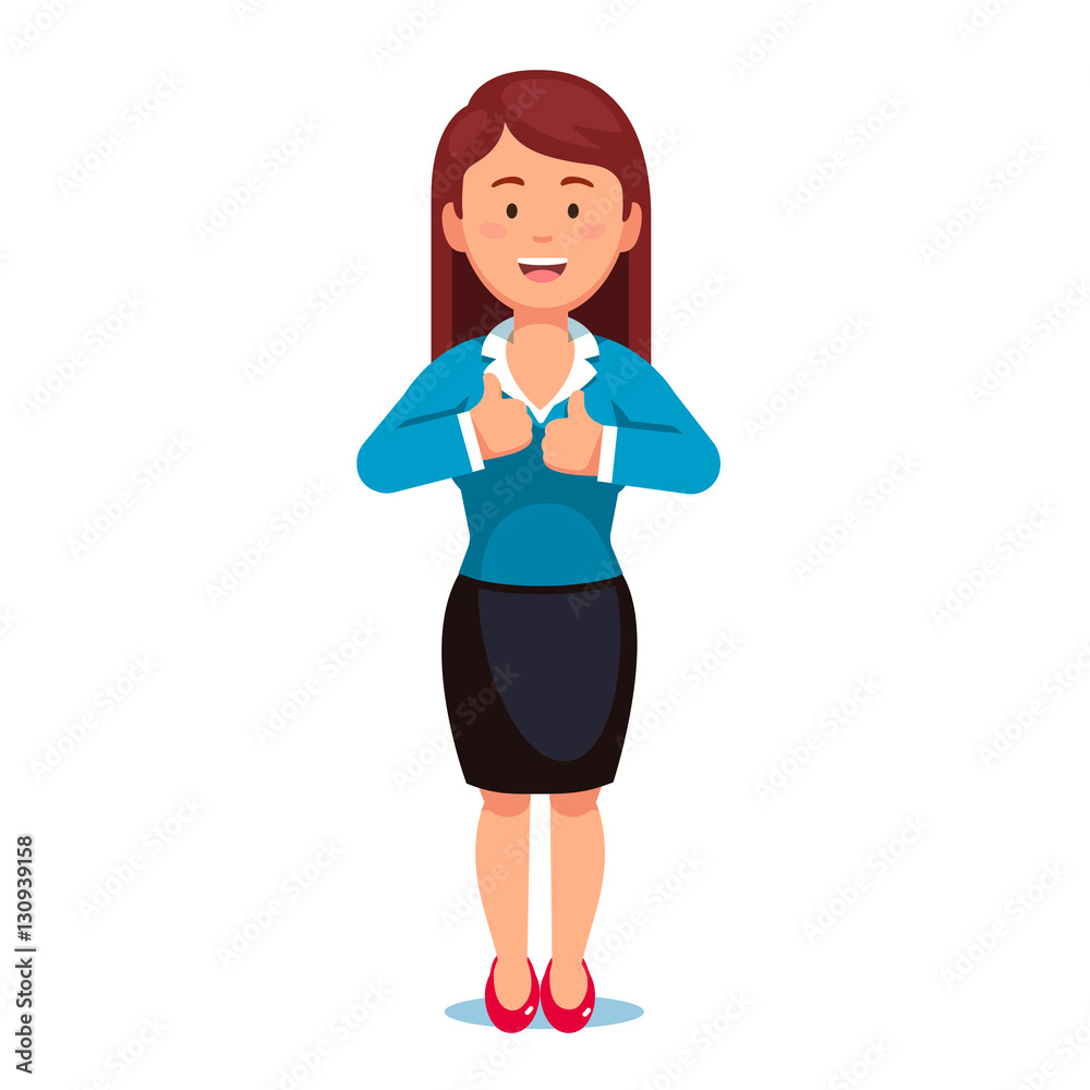 Redhead businesswoman showing thumbs up gesture Redhead businesswoman showing thumbs up gesture